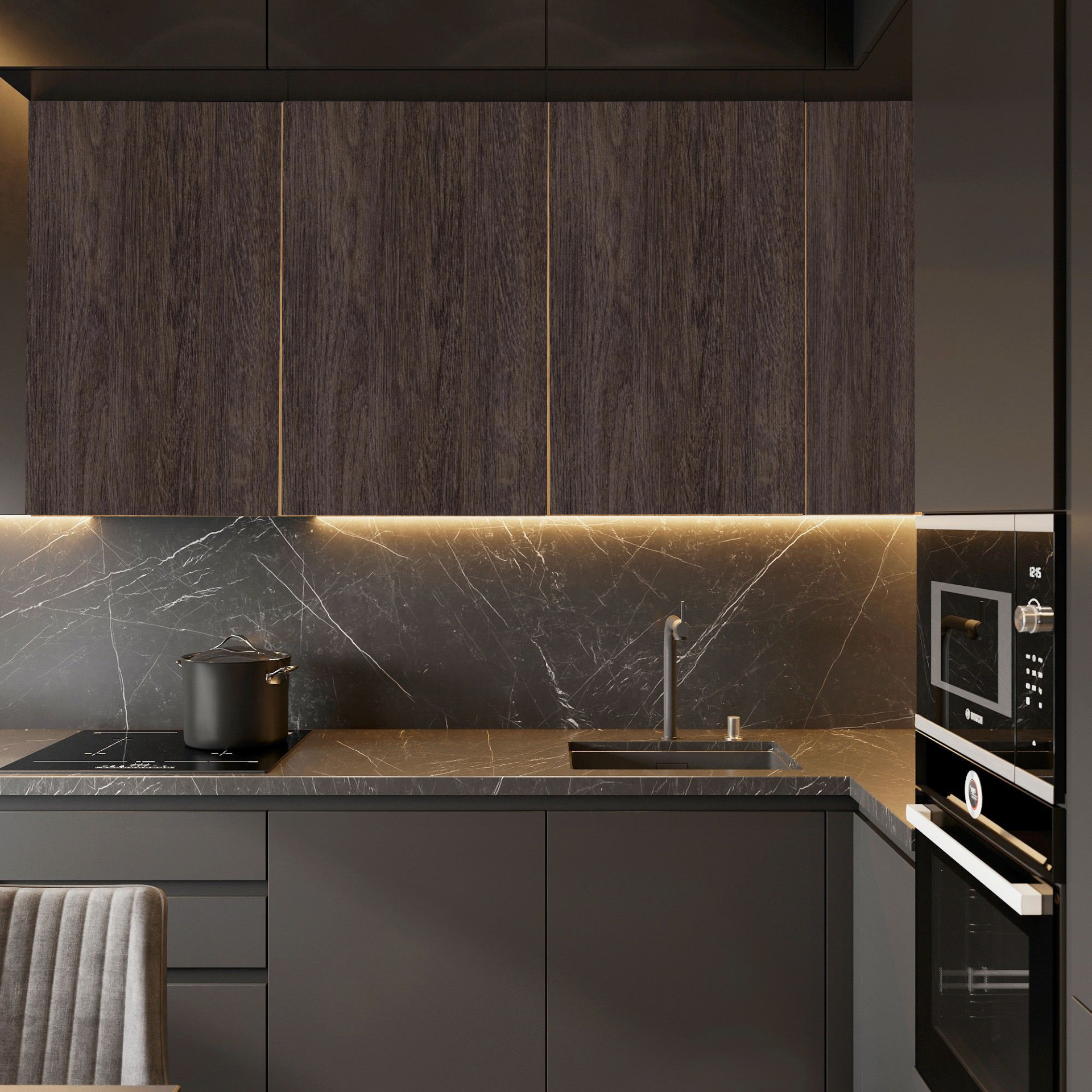 18 МДФ панель  Темне Дерево 1184 МАТ 2800х1220 Arkopa  — Meblibud