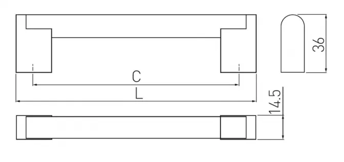 Ручка меблева UZ-336160-06 C=160 мм L=182 мм шліфована сталь GTV — Meblibud